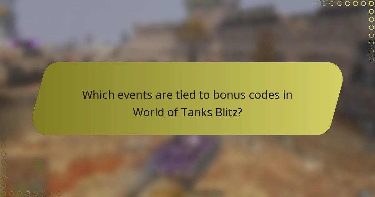 Which events are tied to bonus codes in World of Tanks Blitz?